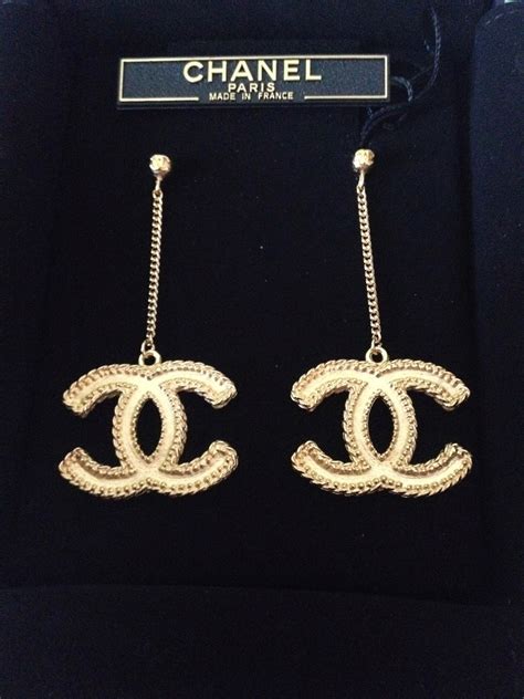 chanel inspired dangle earrings|Chanel dangle earrings for sale.